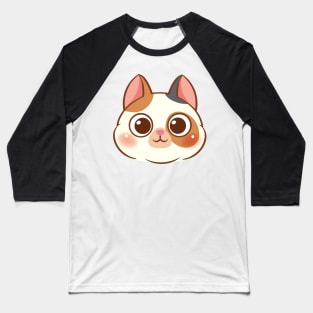 Cartoon cute cat face Baseball T-Shirt